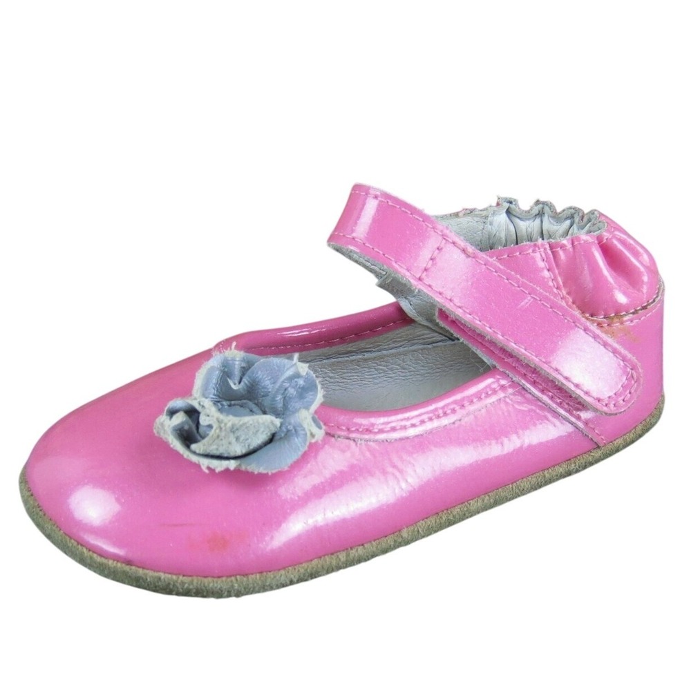 Robeez Girls Mary Jane Sz T 5 Medium Pink Patent Leather Hook & Loop